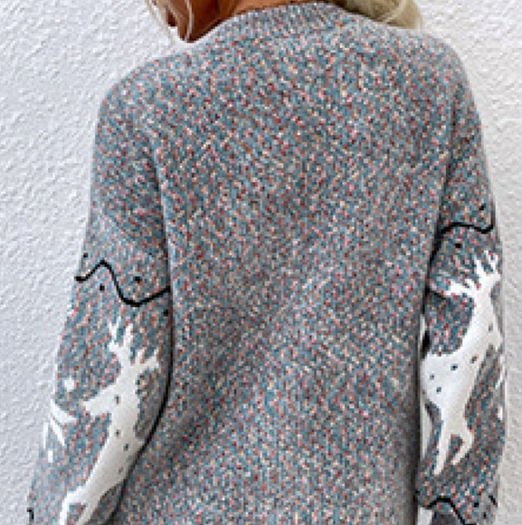 Christmas Reindeer Button Down Cardigan Sweater - Picture 4 of 6